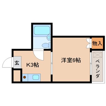 間取図 近鉄天理線/天理駅 徒歩5分 3階 築33年