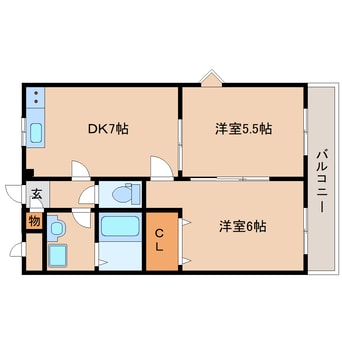 間取図 近鉄橿原線/石見駅 徒歩5分 2階 築32年