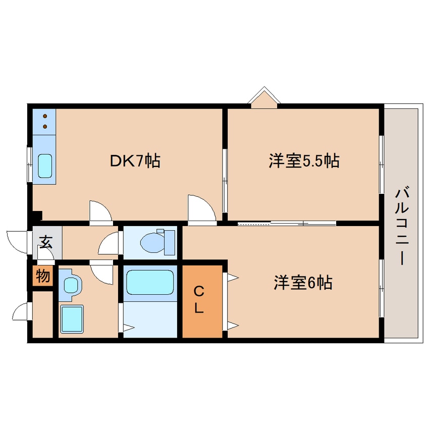 間取図 近鉄橿原線/石見駅 徒歩5分 2階 築32年