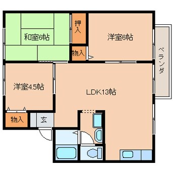 間取図 近鉄天理線/天理駅 徒歩15分 2階 築30年