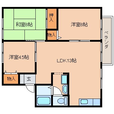 間取り図 近鉄天理線/天理駅 徒歩15分 2階 築31年