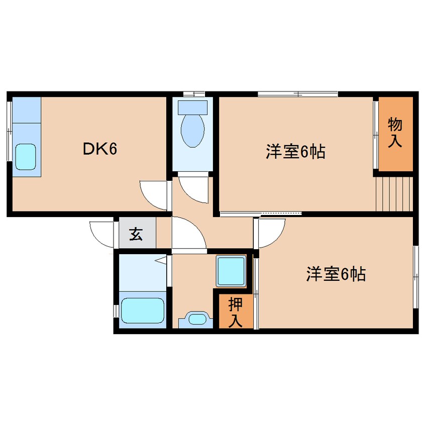 間取図 近鉄天理線/天理駅 徒歩24分 1階 築37年