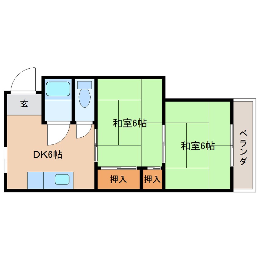 間取図 近鉄天理線/天理駅 徒歩5分 2階 築37年