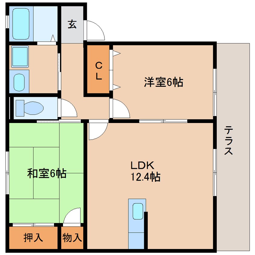 間取図 近鉄天理線/前栽駅 徒歩4分 1階 築22年