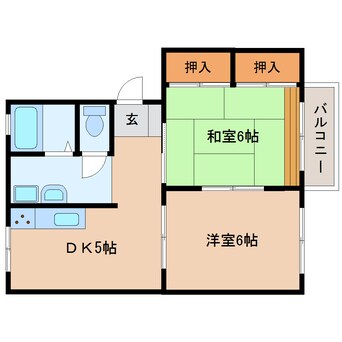 間取図 近鉄天理線/天理駅 徒歩10分 2階 築32年