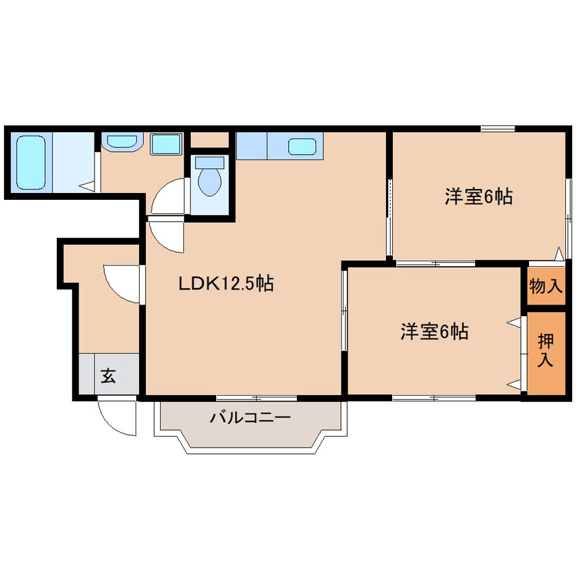 間取図 近鉄天理線/天理駅 徒歩15分 1階 築25年