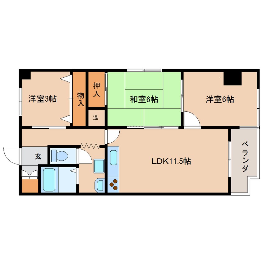 間取図 近鉄天理線/天理駅 徒歩10分 2階 築30年