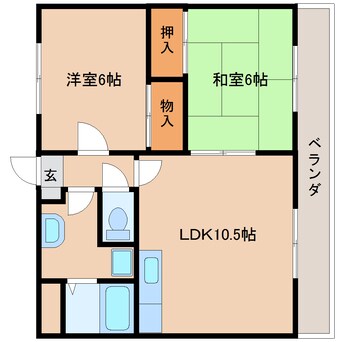 間取図 近鉄天理線/前栽駅 徒歩12分 3階 築26年