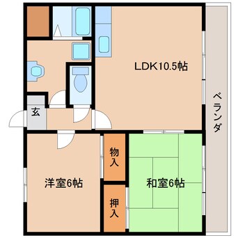 間取図 近鉄天理線/前栽駅 徒歩12分 1階 築26年