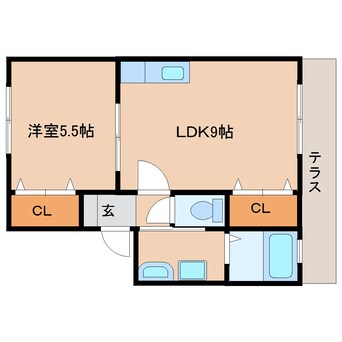 間取図 桜井線<万葉まほろば線>/櫟本駅 徒歩12分 1階 築24年