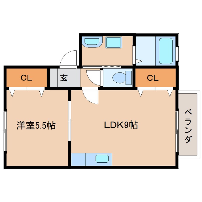 間取図 桜井線<万葉まほろば線>/櫟本駅 徒歩12分 2階 築24年