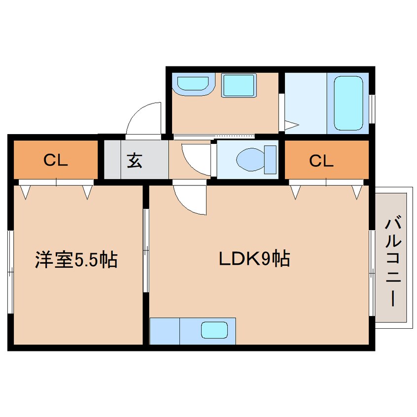 間取図 桜井線<万葉まほろば線>/櫟本駅 徒歩12分 2階 築25年