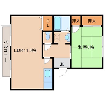 間取図 近鉄天理線/天理駅 徒歩3分 2階 築36年
