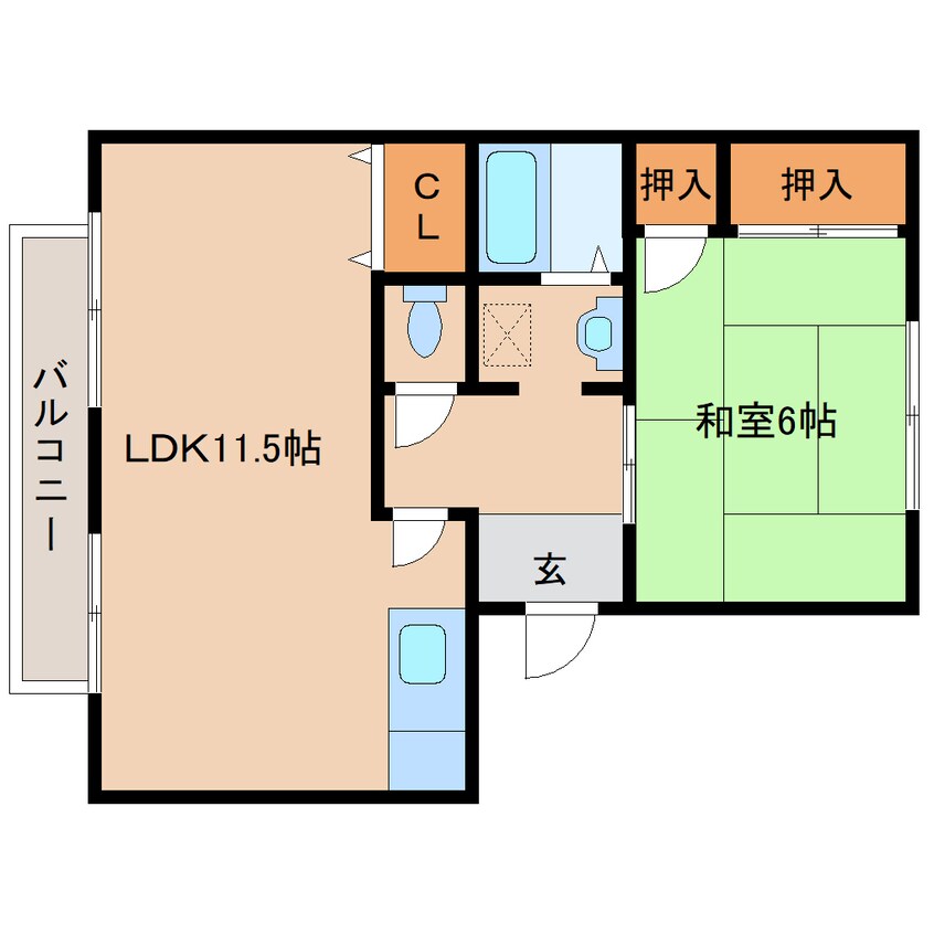間取図 近鉄天理線/天理駅 徒歩3分 2階 築36年