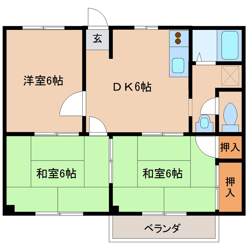 間取図 近鉄天理線/前栽駅 徒歩6分 1階 築30年