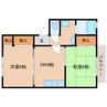 近鉄天理線/前栽駅 徒歩17分 2階 築28年 2DKの間取り