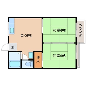 間取図 近鉄天理線/二階堂駅 徒歩10分 2階 築35年