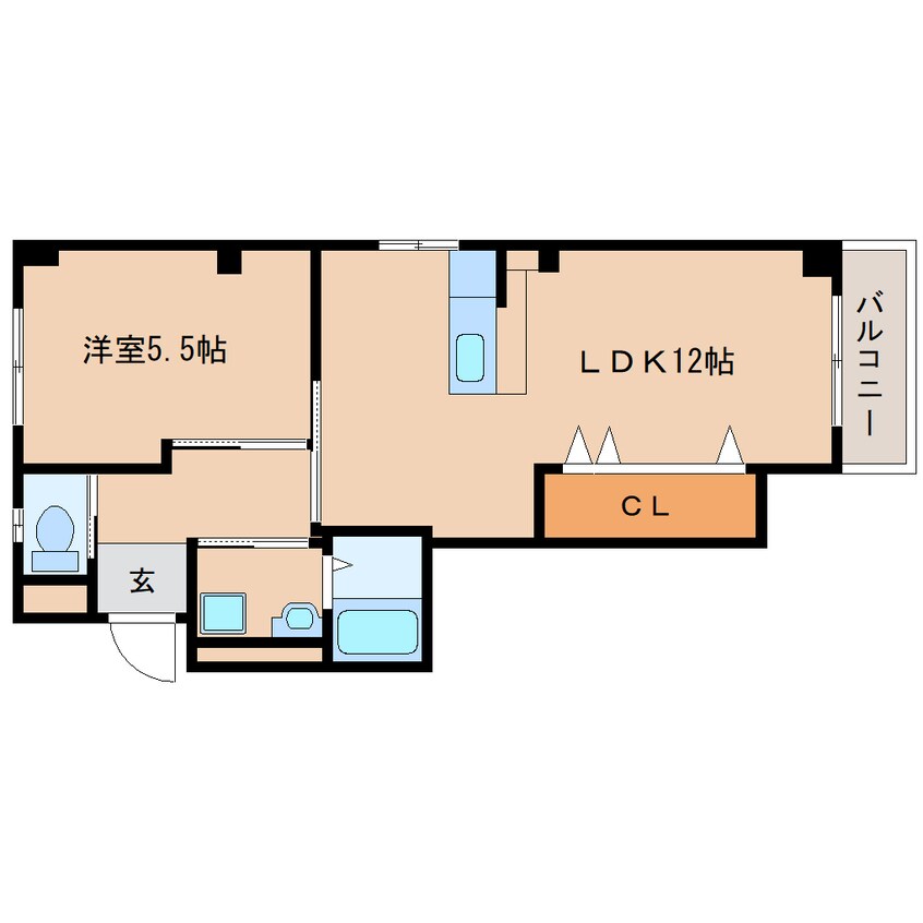 間取図 桜井線<万葉まほろば線>/櫟本駅 徒歩6分 3階 築36年