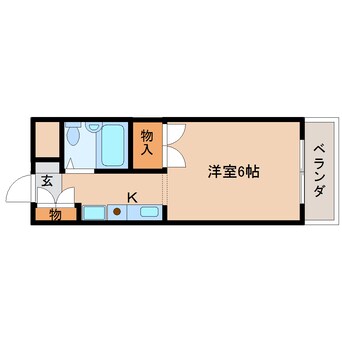 間取図 近鉄天理線/天理駅 バス6分勾田下車:停歩2分 2階 築29年