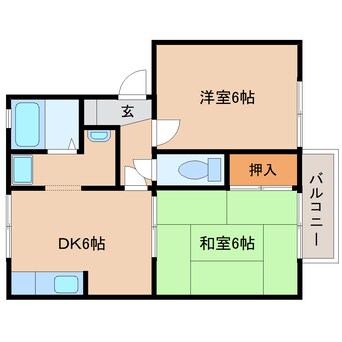 間取図 桜井線<万葉まほろば線>/長柄駅 徒歩10分 2階 築27年