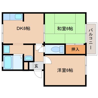 間取図 桜井線<万葉まほろば線>/長柄駅 徒歩10分 1階 築27年