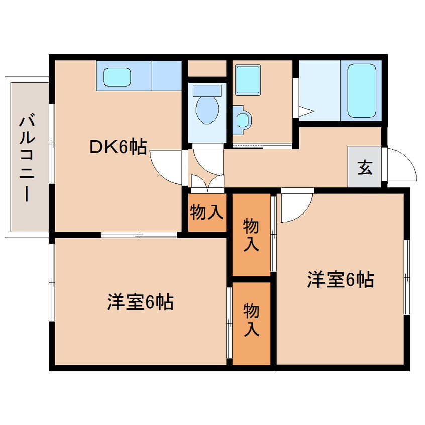 間取図 近鉄天理線/天理駅 徒歩10分 2階 築26年