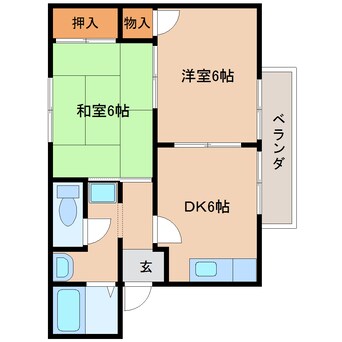 間取図 近鉄天理線/前栽駅 徒歩3分 2階 築26年