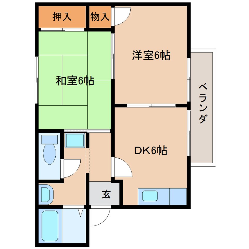 間取図 近鉄天理線/前栽駅 徒歩3分 2階 築26年