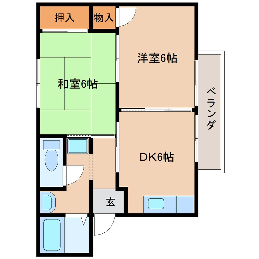 間取図 近鉄天理線/前栽駅 徒歩3分 2階 築26年