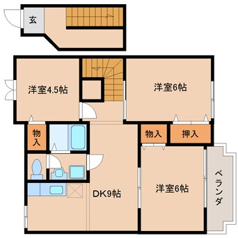 間取図 桜井線<万葉まほろば線>/長柄駅 徒歩5分 2階 築25年