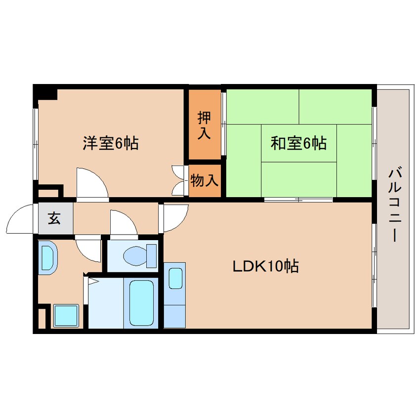 間取図 近鉄天理線/天理駅 バス34分国道針下車:停歩7分 3階 築25年