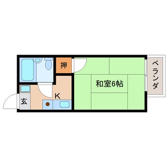 間取図 近鉄天理線/天理駅 バス10分豊井下車:停歩2分 2階 築43年