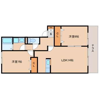 間取図 近鉄天理線/前栽駅 徒歩16分 1階 築19年