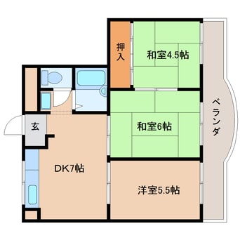 間取図 近鉄天理線/前栽駅 徒歩2分 3階 築36年