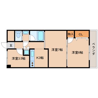 間取図 近鉄天理線/天理駅 徒歩3分 6階 築27年