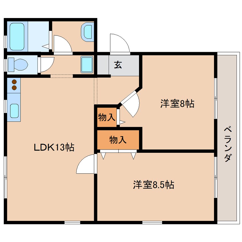 間取図 近鉄天理線/二階堂駅 徒歩3分 2階 築20年