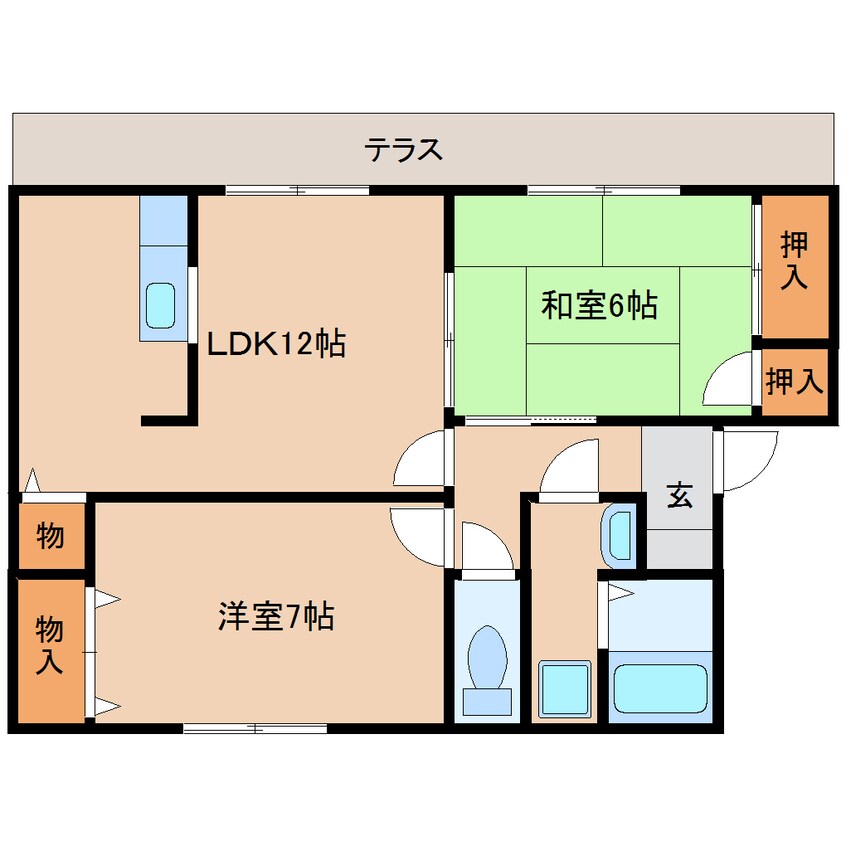 間取図 近鉄天理線/二階堂駅 徒歩7分 1階 築22年