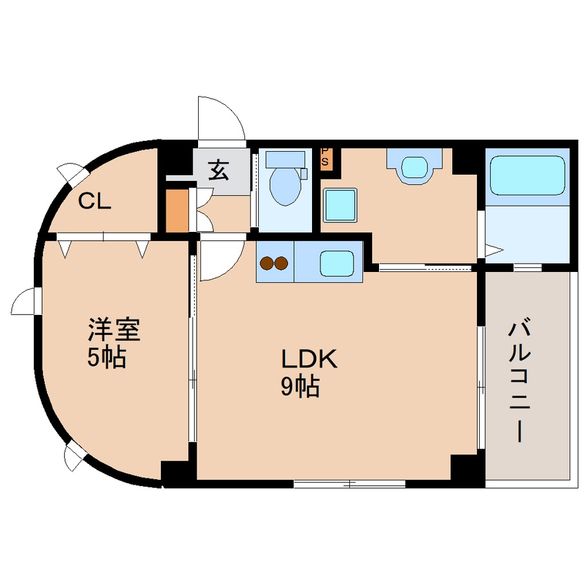 間取図 近鉄天理線/天理駅 徒歩4分 5階 築34年