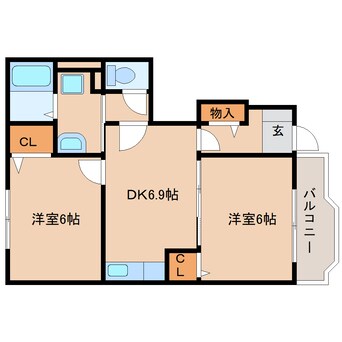 間取図 桜井線<万葉まほろば線>/柳本駅 徒歩5分 1階 築19年