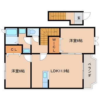 間取図 桜井線<万葉まほろば線>/柳本駅 徒歩5分 2階 築19年