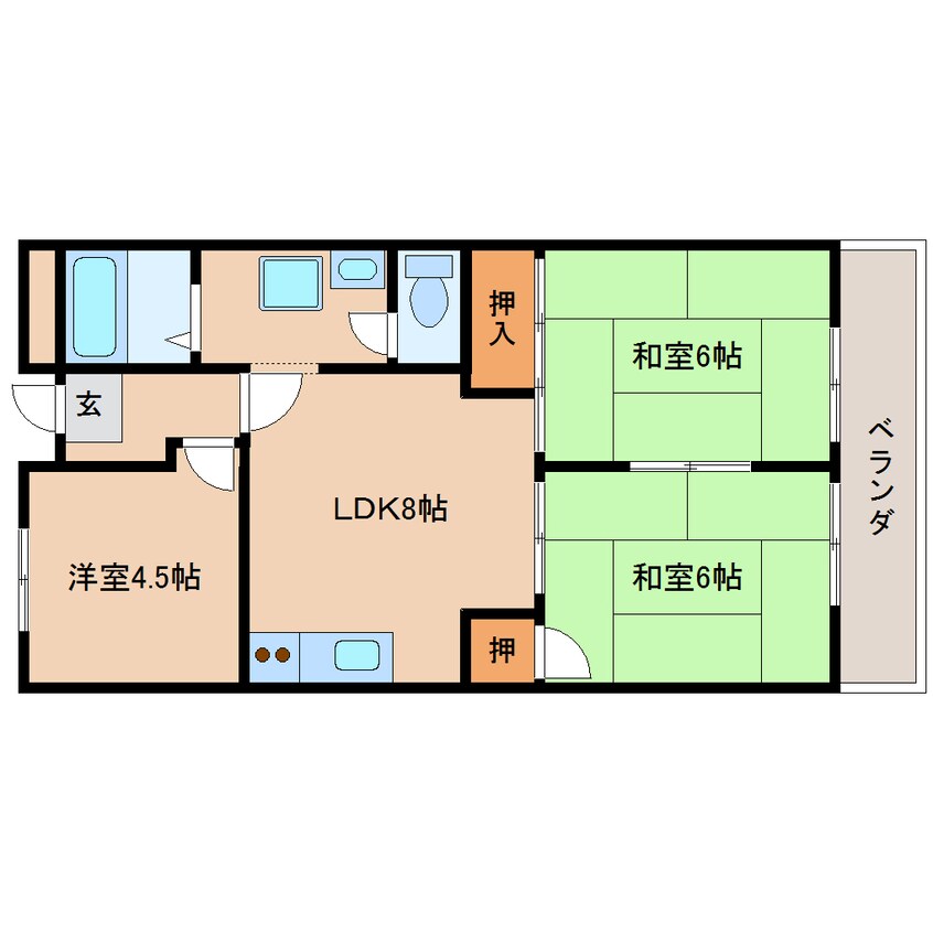 間取図 近鉄橿原線/結崎駅 徒歩4分 1階 築22年