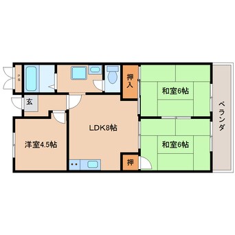 間取図 近鉄橿原線/結崎駅 徒歩4分 1階 築22年