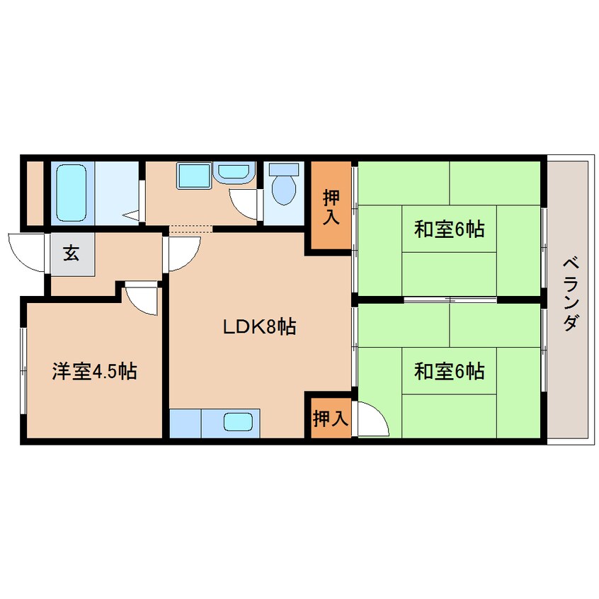 間取図 近鉄橿原線/結崎駅 徒歩4分 2階 築22年