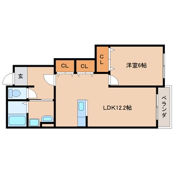 間取図 桜井線<万葉まほろば線>/長柄駅 徒歩15分 1階 築17年