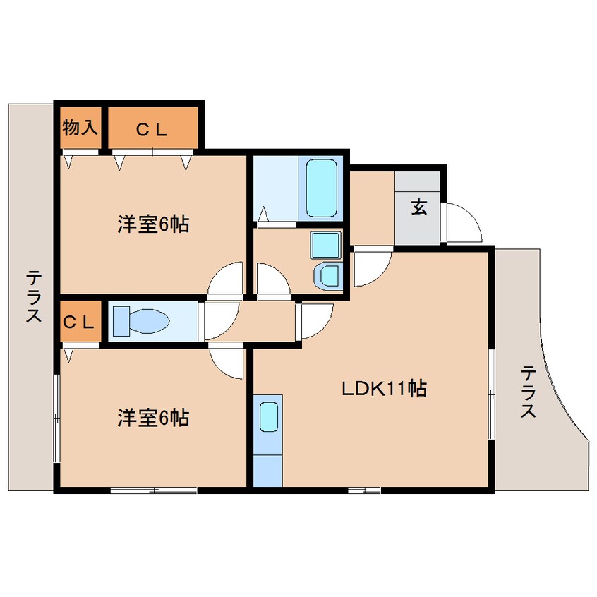 間取図 近鉄天理線/天理駅 徒歩13分 1階 築17年