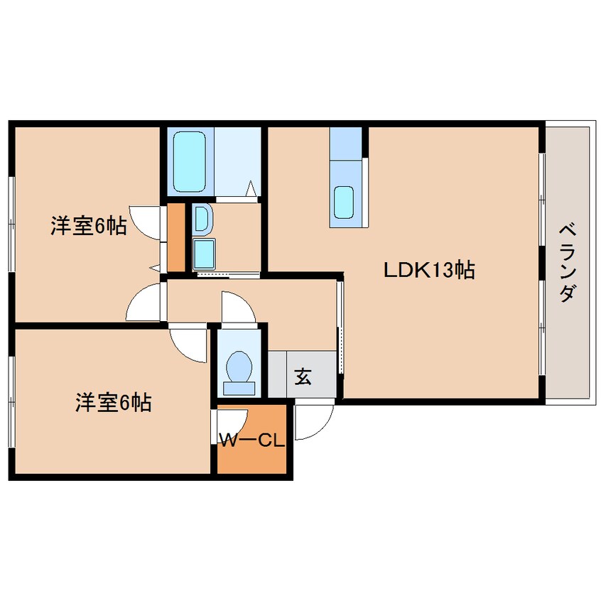 間取図 桜井線<万葉まほろば線>/櫟本駅 徒歩10分 2階 築17年