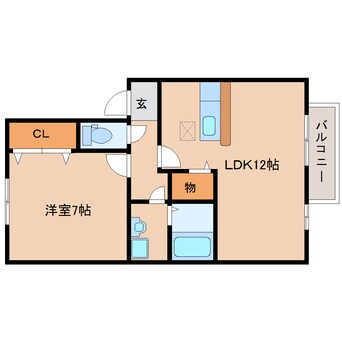 間取図 近鉄天理線/前栽駅 徒歩10分 2階 築18年