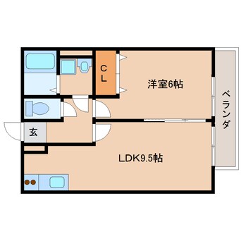 間取図 桜井線<万葉まほろば線>/長柄駅 徒歩16分 2階 築16年