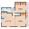 近鉄天理線/前栽駅 徒歩13分 3階 築17年 2LDKの間取り
