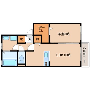 間取図 桜井線<万葉まほろば線>/長柄駅 徒歩15分 2階 築17年